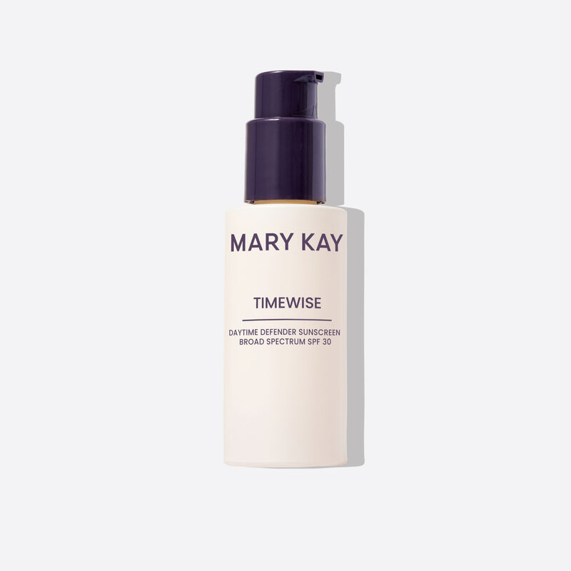 Bottle of TimeWise Daytime Defender SPF 30 standing against plain background